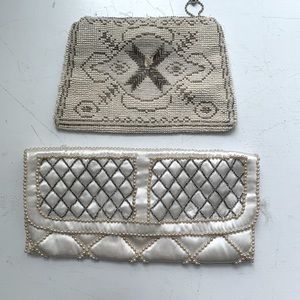 SOLD! Two Vintage Beaded and Pearl Satin Clutches or Purses